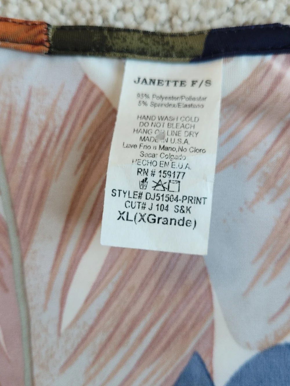 Janette Tropical Leaf Print V-Neck Maxi Dress Blue Brown Flowy Summer Sz XL - Picture 5 of 9